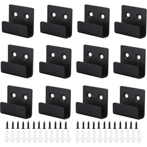 Robuste Wandhaken, 12-teiliges Set, Spiegelhalterungen, Wandhaken aus kaltgewalztem Stahl zum Einschrauben für Bad, Küche, Garage (Schwarz, 11 mm Innenbreite) (1/5)