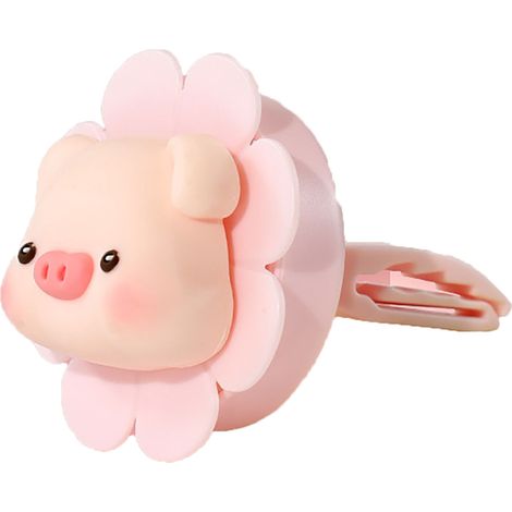 Diffuseur de parfum pour voiture en forme de petit cochon avec ventilateur rotatif fleur, fraîcheur d'air, décoration intérieure auto, clip de ventilation (1/5)