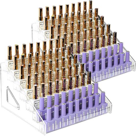Lot de 2 - Organiseur Vernis À Ongles - Rangement Cosmétique Acrylique - 6 Niveaux Pour Maquillage Et Huiles Essentielles - Transparent - 31x25,5x16 cm