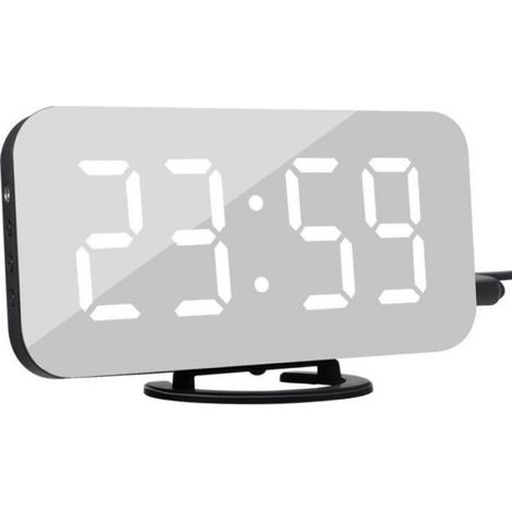 Réveil Numérique - Écran Miroir LED - Luminosité Réglable Sur 3 Niveaux - 2 Ports USB - Fonction Snooze - Pour Chevet (1/4)