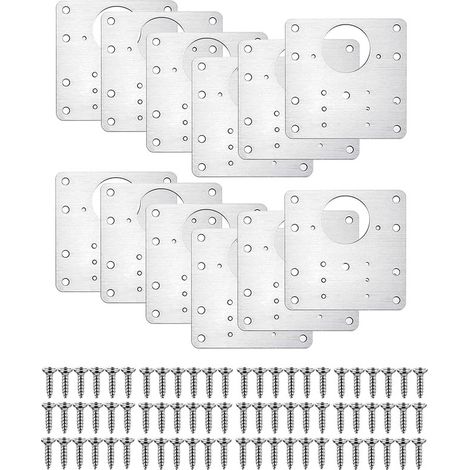12 supports de réparation de charnières de meuble, plaque de réparation de charnières avec 72 vis, kit de réparation de charnières de meubles.