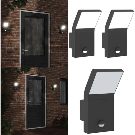 LED-Außenwandleuchten mit Sensor 2 Stk. Schwarz Aludruckguss - LED-Lampe - Außenleuchte - Wandleuchte - Bewegungsmelder - Gartenbeleuchtung - Home & Living (1/5)