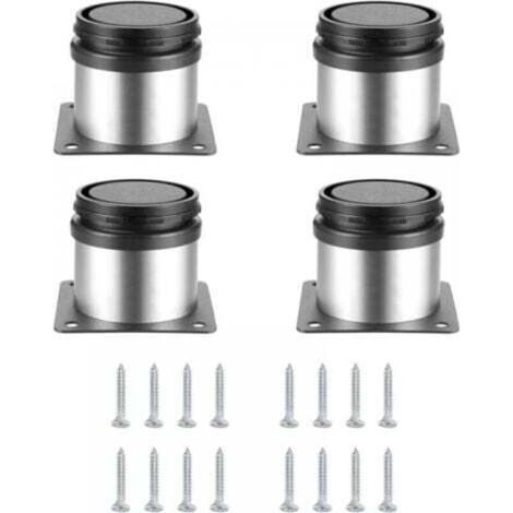Set di 4 piedini regolabili per mobili, gambe in metallo regolabili in altezza per tavoli, mobili da cucina, mobili per armadi, scaffali e tavoli, in acciaio inossidabile, con viti (50x50 mm, argento)