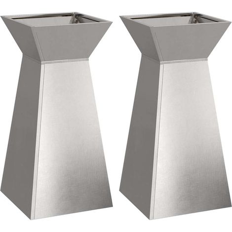 Maison Exclusive - Maceta Pilar 2 pcs Plateado 35 x 35 x 73 cm