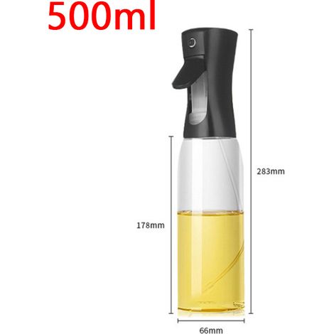 (Noir 500ml) Flacon pulvérisateur de cuisine en plastique, adapté pour griller, cuire du pain, des salades et autres utilisations en cuisine. (1/5)