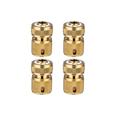 Pack de 4 raccords de tuyau laiton connexion rapide 13 mm (1/2 pouce) - Raccords extensibles tuyau adaptateurs robinet connecteurs (1/5)