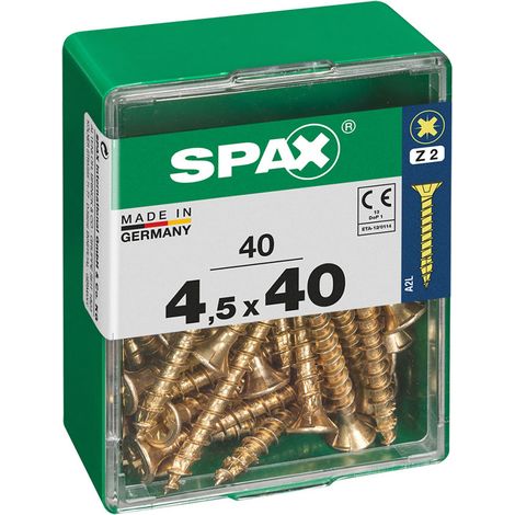 Boîte 40 Unités. Vis A Bois Spax Cab. Plat Yellox 4.5x40mm Spax (1/2)