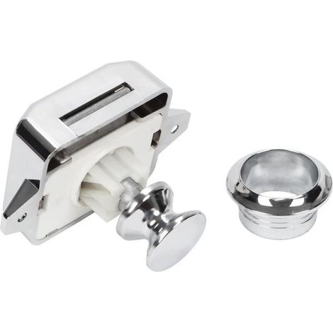 Motorhome Push Button - Door Latch Lock Cupboard Closure Button for RV Caravan Motorhome (Silver) (1/3)