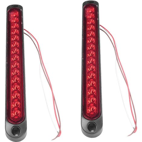 barras de luces selladas de 10 pulgadas para camiones y remolques de vehículos recreativos, tira de luces de freno LED de 15 LED, color rojo.