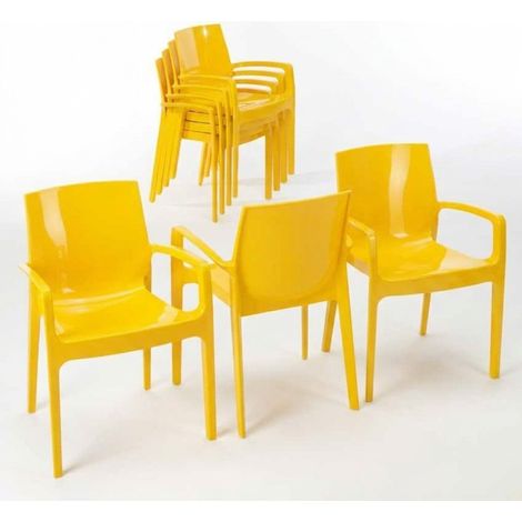 Stock 22 Sillas Apilables con Reposabrazos de Polipropileno Cream Grand Soleil - Amarillo (1/5)