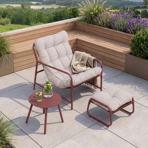 Salon de jardin 3 pièces Trerdfjoa couleur rouille gris [en.casa] (1/5)