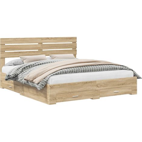 Maison Exclusive - Bettgestell mit Schubladen mit Kopfteil Holzwe
