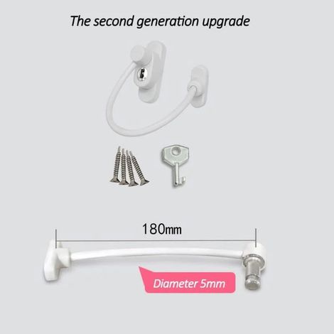 ZHIJIA PREMIUM Limiteur de fenetre verrouillable blanc 180 mm avec cle serrure de securite ouverture (1/5)