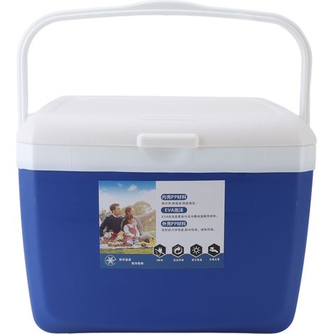 Glacière portative isolée 13L étanche en plein air avec poignée de transport pour pique-niques Grill Camping pêche bleu