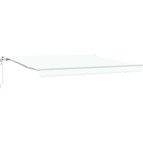 Store banne rétractable, blanc, 400 x 350 cm, tissu et aluminium. (1/2)