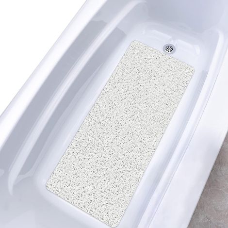 Tapis de bain Blanc - 40 x 80 cm - antidérapant - En PVC - Doux et confortable - Séchage rapide - Avec trous de drainage (1/5)