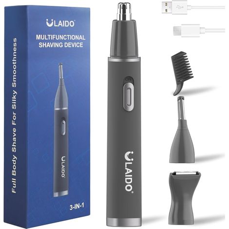 Nose and Ear Trimmer, 3 in 1 Rechargeable Face Eyebrow Body Trimmer for Men Women USB Rechargeable Painless (1/5)