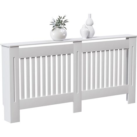 Chelsea Radiator Cover MDF Modern Cabinet Slatted Grill, White, Extra-Large