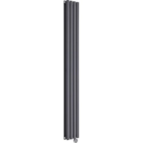 Milano Aruba Electric - Anthracite Vertical Column Double Oval Panel Radiator - 1780mm x 236mm (1/5)