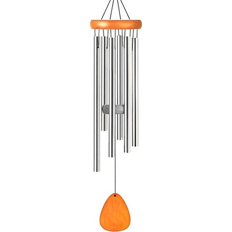 Carillon éolien rétro en métal de 65 cm (25,5 po), tube en aluminium, fait main, cadeau pour la maison et le jardin, pin argenté de 65 cm (25,5 po) (1/3)