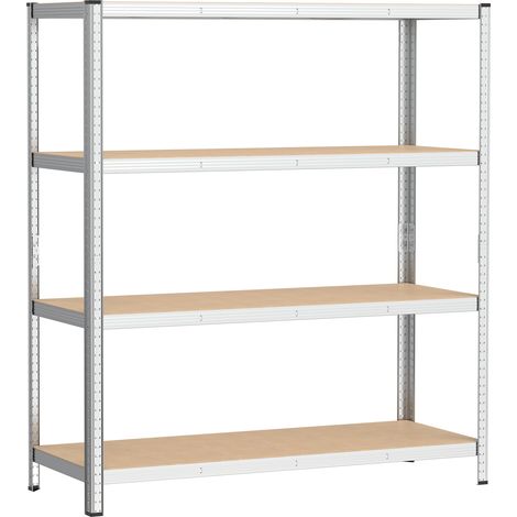 Wiltec Scaffale per carichi pesanti zincato 160x60x180cm Scaffale a incastro 4 ripiani 175kg/piano