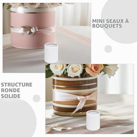 Round Cardboard Boxes for Bouquet of Flowers Set of Mini Ventilated Paper Buckets Floral Packaging for Special Occasions (1/3)