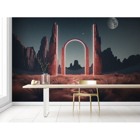 Papier Peint Futuriste - Portail vers les étoiles - 400 x 260 cm (1/2)