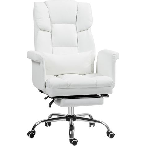 Silla oficina ergonómica CHICFURN 69x65x107-115 cm blanca, reposapiés y soporte lumbar (1/5)