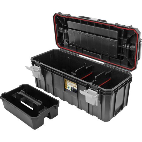 Peugeot – Caisse à outils 27L – Plastique résistant – Dimensions 60 x 30 x 30 cm – Compartiments pour rangement efficace