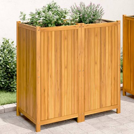 Aiuola rialzata/fioriera con rivestimento 100 x 50 x 100 cm legno massello di acacia marrone 020038118