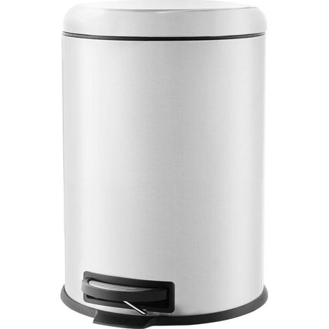 Ronde Poubelle à pédale, acier inoxydable, 20 L, Argenté (1/4)