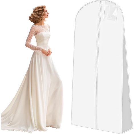 1 Pièces Housse Robe de Mariée,180x60cm Housse Robe Longue,Sac de Vêtements avec Fermeture éclair, Adapté aux Robes de Mariée, Robes, Manteaux, Manteaux longs, etc (1/5)