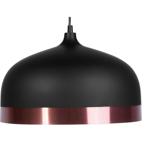 Lampadario Metallo Nero e Rame con Paralume a Campana Design Moderno Parina