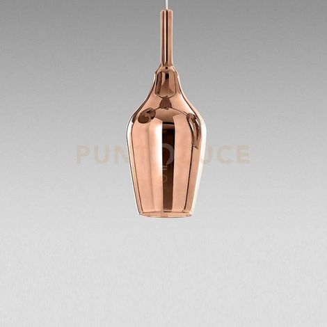 Ofelia S/12 Mini Lampada a Sospensione in Vetro Borosilicato Rame Specchiato con Attacco G9 e Cavo 3 metri per Interni - Gealuce