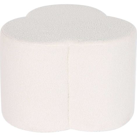 Pouf blanc doux en polyester pour salon confort - Blanc Borreguito doux et moelleux (1/4)