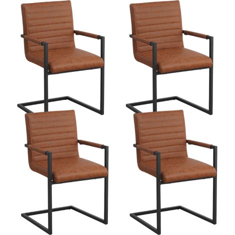 Ensemble de 4 Chaises de Salle à Manger Kuba Industriel Cognac -