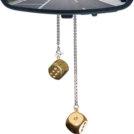 Pendentif en forme de dés en métal pour vue arrière de voiture Pendentif de voiture en forme de dés en métal, ornement de dés automobiles, accessoires de voiture rétro en métal pour (1/5)