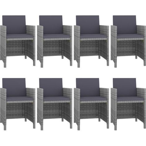 Salon de jardin 9 pcs Contemporain, Ensemble repas de jardin, avec coussins Résine tressée Anthracite OIB2894E (1/5)