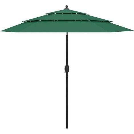 Auvent de jardin à trois niveaux avec un mât en aluminium vert de 2,5 mètres. (1/5)
