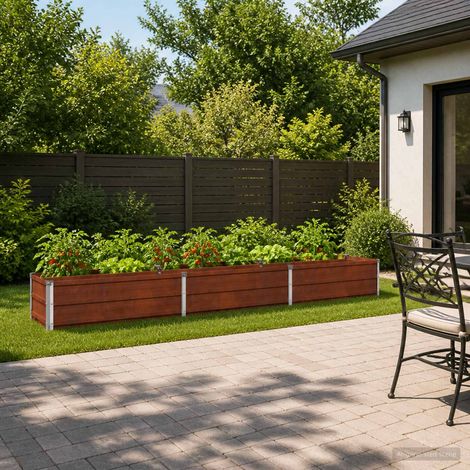 vidaXL Letto rialzato da giardino Ruggine 240 x 40 x 24 cm cartone