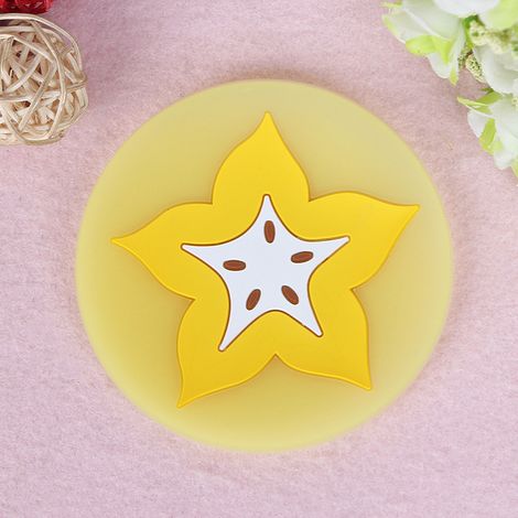 Sous-verres en silicone pour boissons, napperon en silicone, porte-gobelet en forme de fruit, napperon résistant à la chaleur pour tasse (Carambole) 5pcs (1/5)