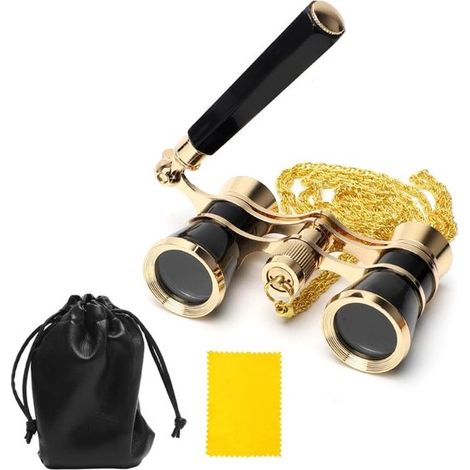 Binocolo da teatro vintage 3 x 25 per signore e ragazze, pieghevole, con immagine nitida, ideale per concerti ed eventi, include borsa e catenella per il trasporto. (1/5)