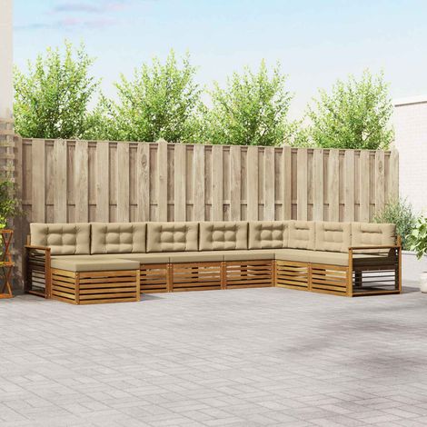 Outdoor-Sofagarnitur 8 pcs Natur und Beige Massivholz Akazie (1/5)