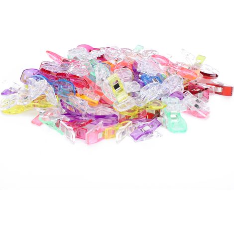 100 pinces à quilting en plastique, petites et colorées, pour ourlets et patchwork. Accessoires de couture.
