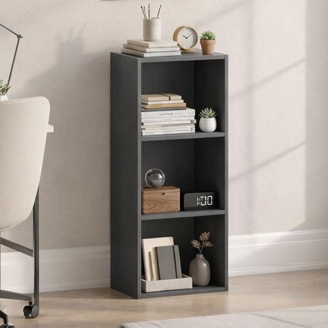 3 Niveau Cube Bibliothèque, Moderne Space-Saving Meuble de Rangement for Salon, Chambre Or Bureau, Autoportant Exposition Shelf, H80xW32xD24cm (Gris) (1/5)
