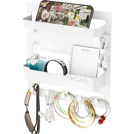 Porte-clés mural organisateur mural avec 5 crochets doubles pour clés, support de rangement multifonctionnel pour entrée, porte d'entrée, couloir, chambre à coucher, bureau, café