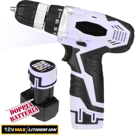 TrAdE Shop Traesio - Trapano Avvitatore A Doppia Batteria Al Litio In Valigetta 12v Cordless -