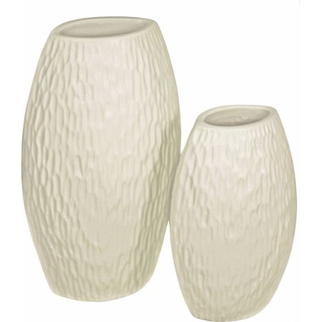 Vase décoratif en terracota beige effet texturé élégant - beige naturel texturé (1/3)