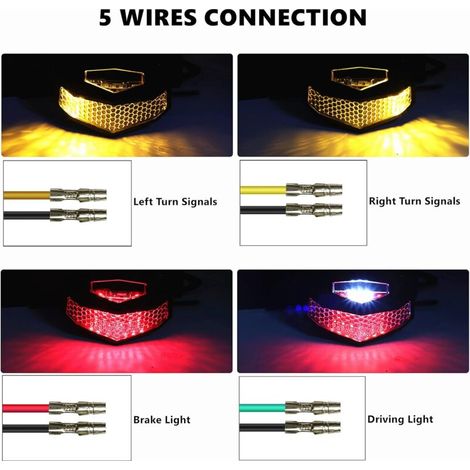 Lampada da motocicletta universale, integrata con freccia e luce di freno, supporto per targa, adatta per moto, dirt bike, scooter, ATV