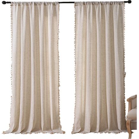 Kaelt - Rideaux effet lin pour le salon, rideaux translucides, décoration moderne pour la chambre, la salle à manger et le bureau (1/5)